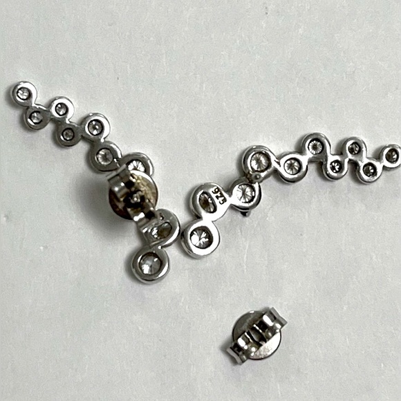 Sterling CZ Bubble Ear Climber - Sterling silver post earrings - Picture 4 of 7